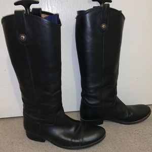 Frye Melissa Button Black Leather Tall Boot